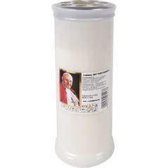 Lumino 50T di paraffina a pasta bianca e stoppino in cotone cerato Dimensioni: Ø 6,5 cm - h. 19 cm