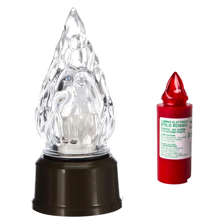 Lumino Elettrico a Led Stilo Pacis, Durata 365 Giorni, Rosso con Luce Intermittente, 9.5xø3 cm