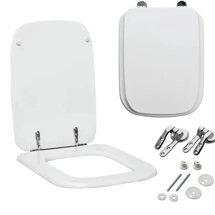 Tavoletta wc universale Copriwater in Legno, Coprivaso colorata con accessori Cerniere viti anello