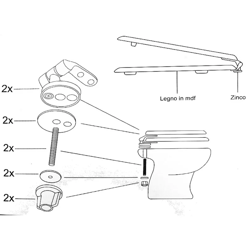 Tavoletta wc universale Copriwater in Legno, Coprivaso colorata con accessori Cerniere viti anello