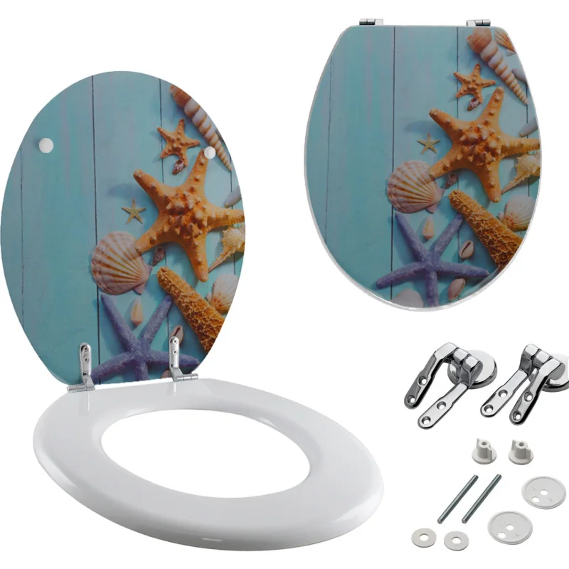 Tavoletta wc universale Copriwater in Legno, Coprivaso colorata con accessori Cerniere viti anello