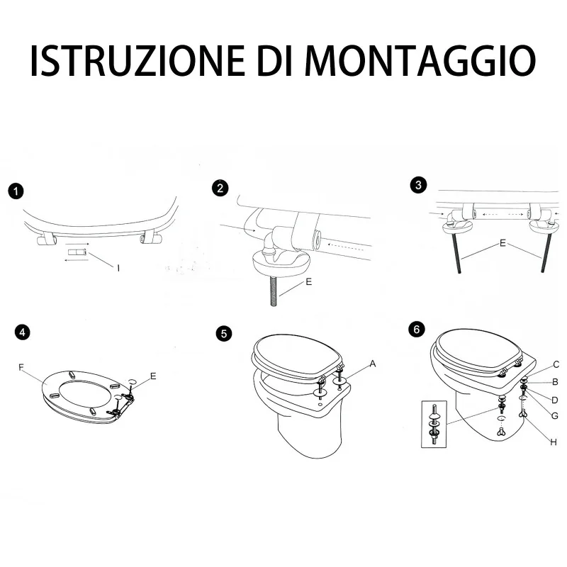 Tavoletta wc universale Copriwater in Legno, Coprivaso colorata con accessori Cerniere viti anello