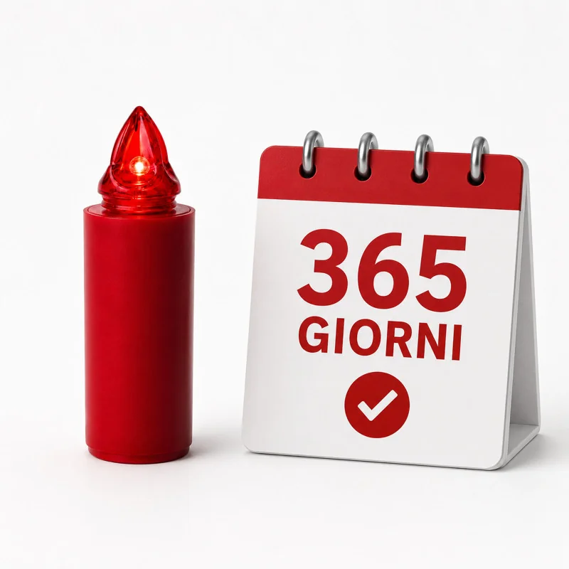 Lumino Elettrico a Led Stilo Pacis, Durata 365 Giorni, Rosso con Luce Intermittente, 9.5xø3 cm